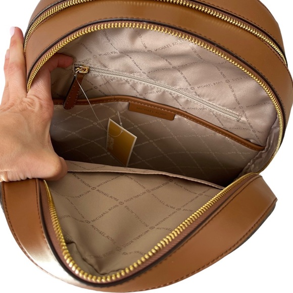 Michael Kors Jaycee Large Leather MK Print Logo Backpack Brown - Picture 8 of 10